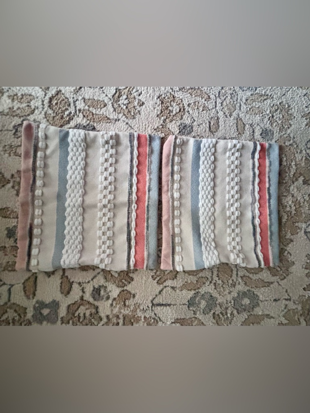 Canvas Woven Stripe Pillow Cover Multicolor/Beige Boho -EUC. Smoke/Pet Free Home